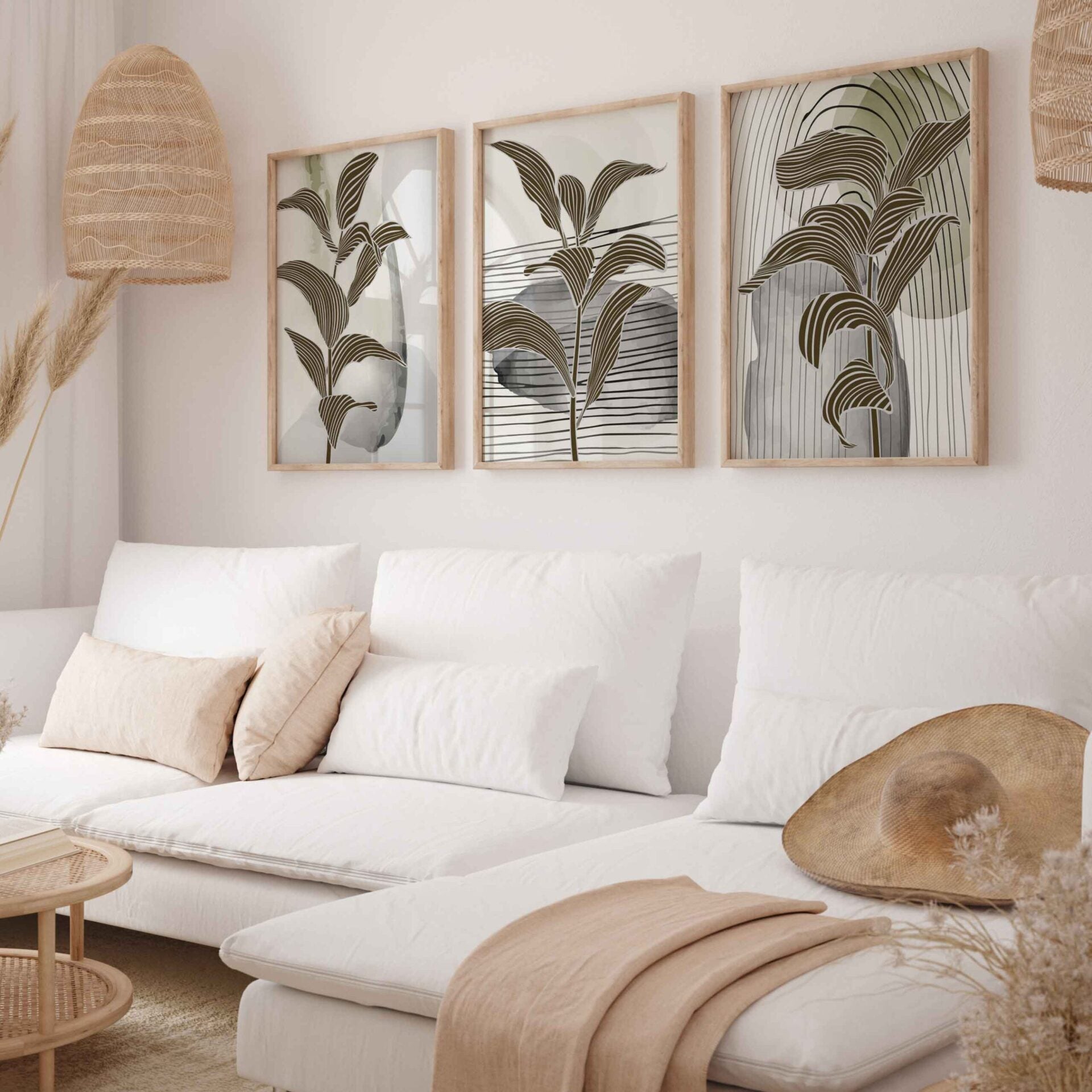 Abstract Green Leaf Wall Art