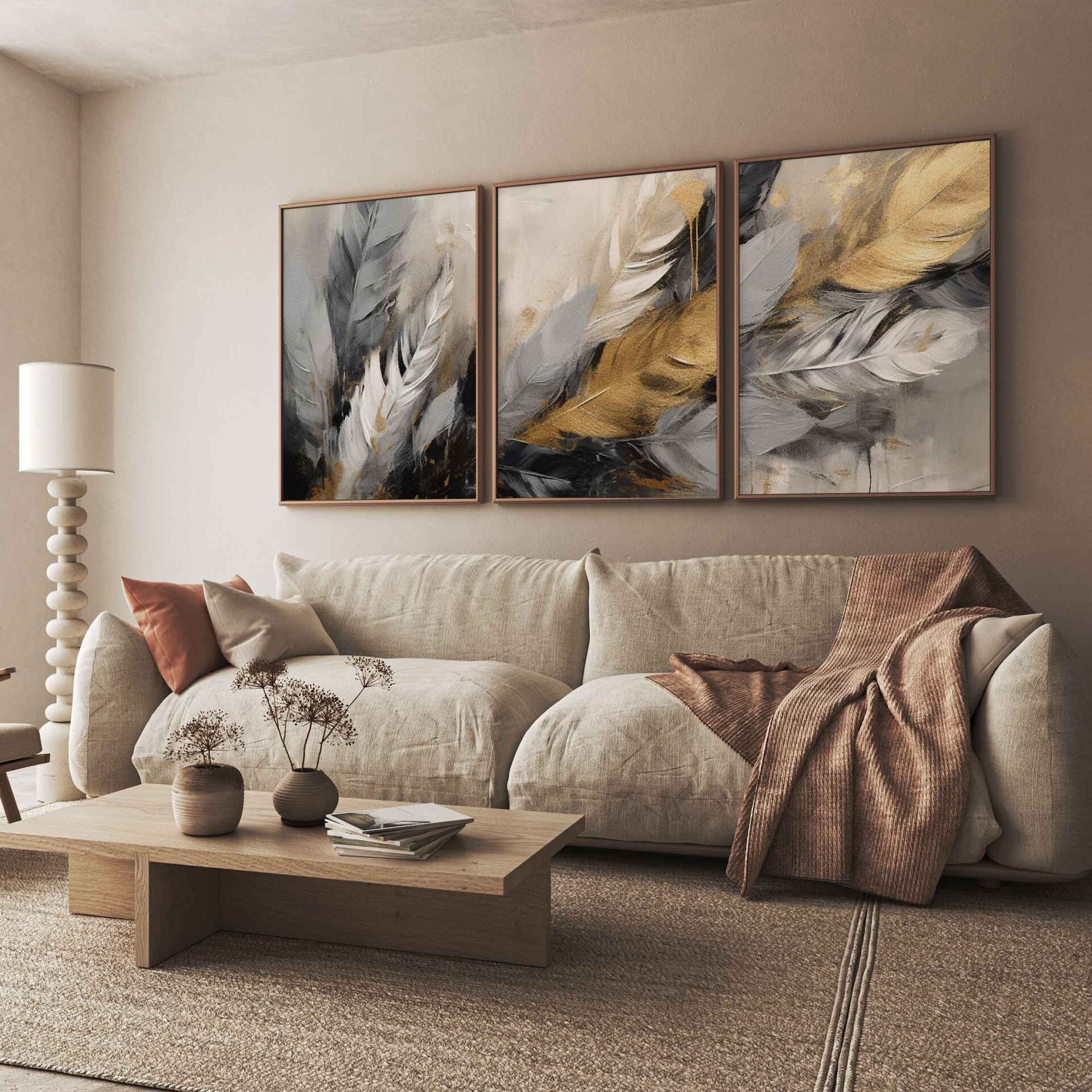 Abstract Feathers Framed Canvas