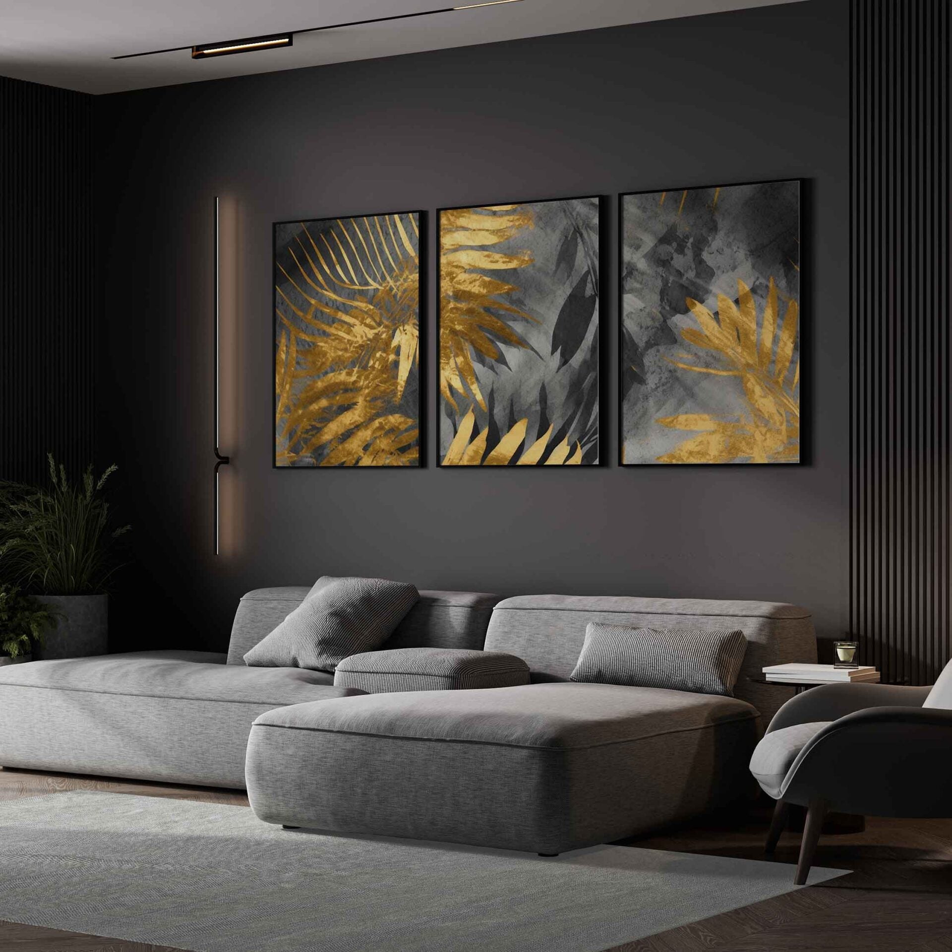 Abstract Golden Leaf Framed Canvas