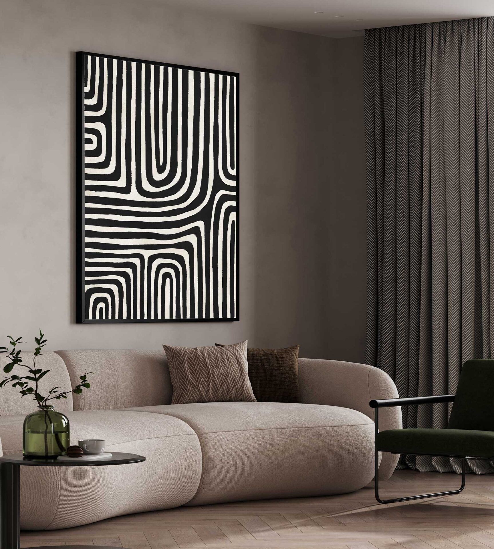 Abstract Geometric Line Art Framed Canvas
