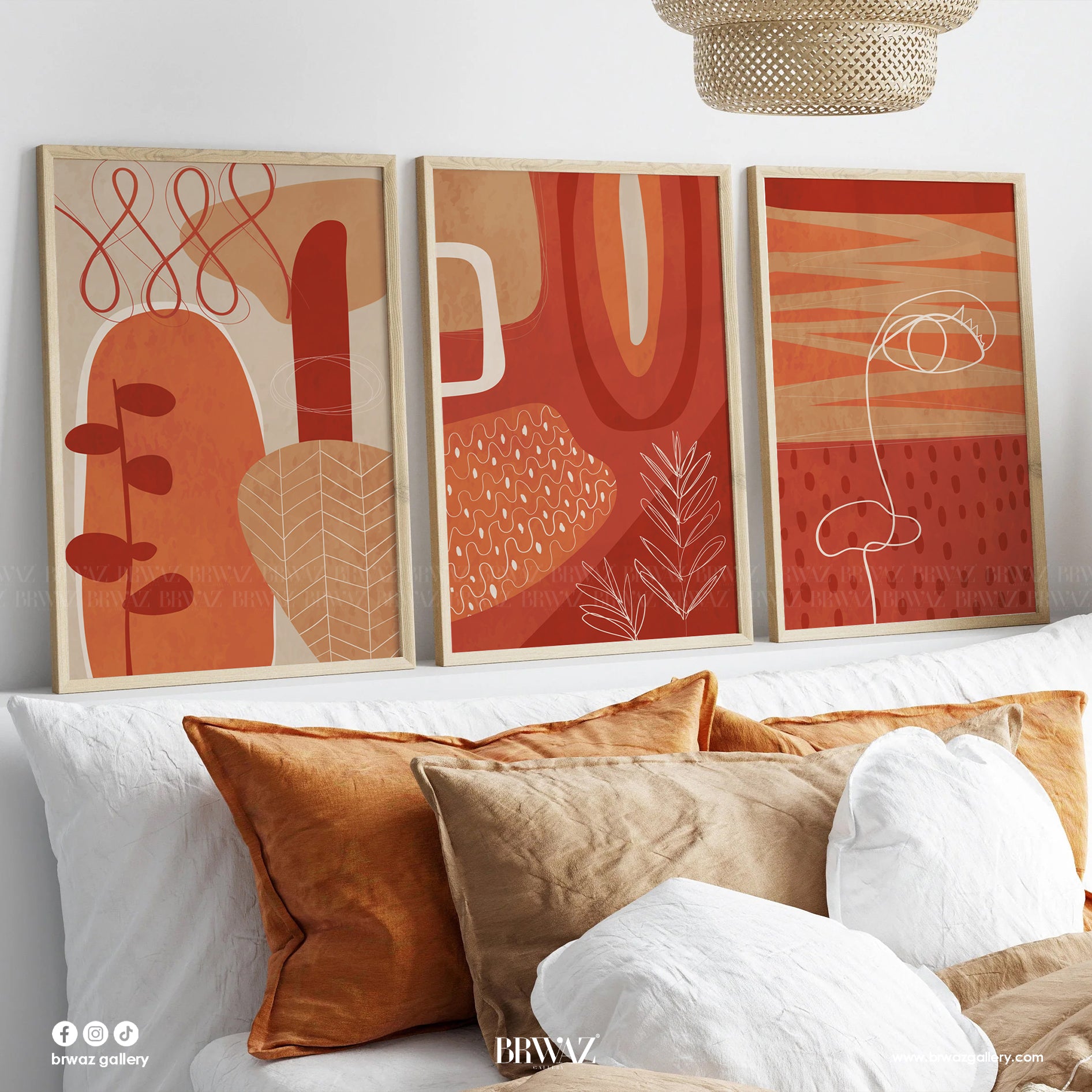 Terracotta Abstract Trio - Modern Wall Art