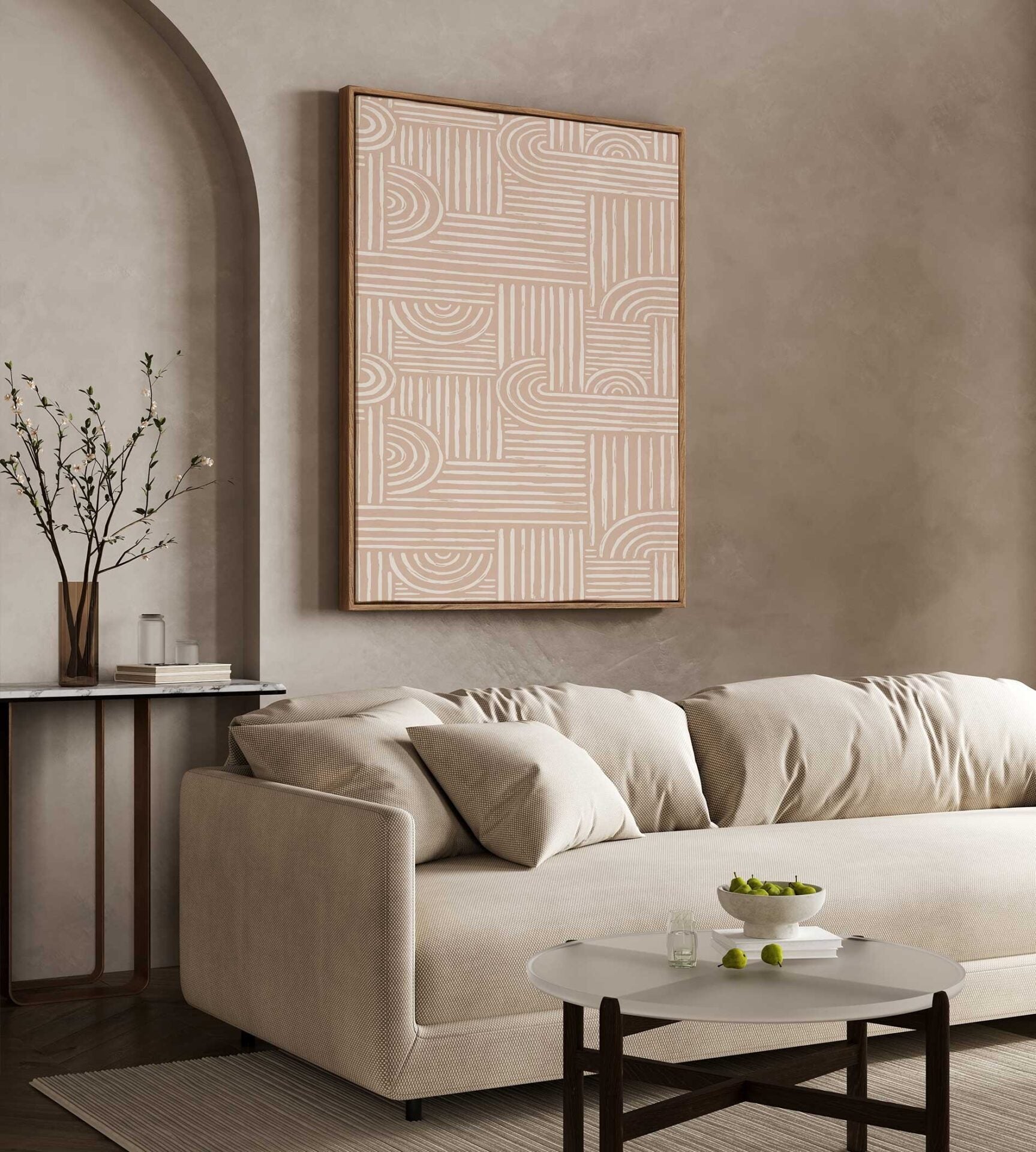 Neutral Lines Framed Canvas