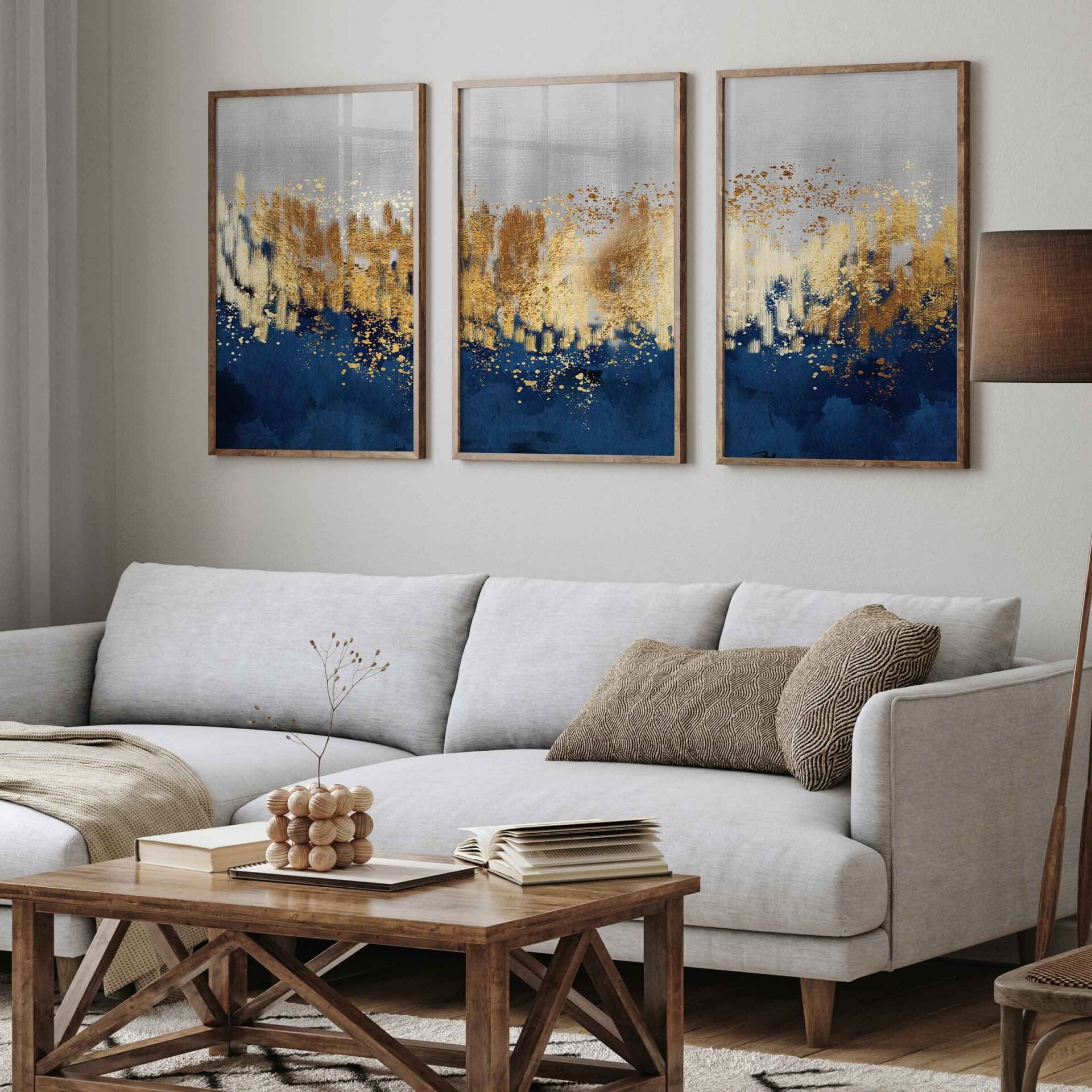 Navy and Golden Abstract Wall Art