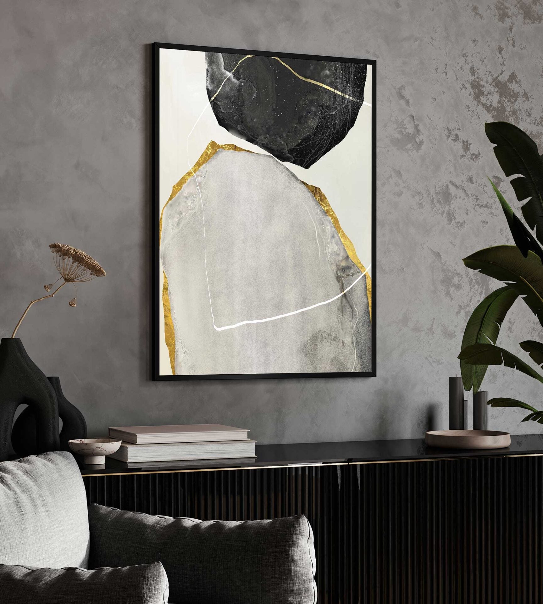 Abstract Stony, Framed Canvas