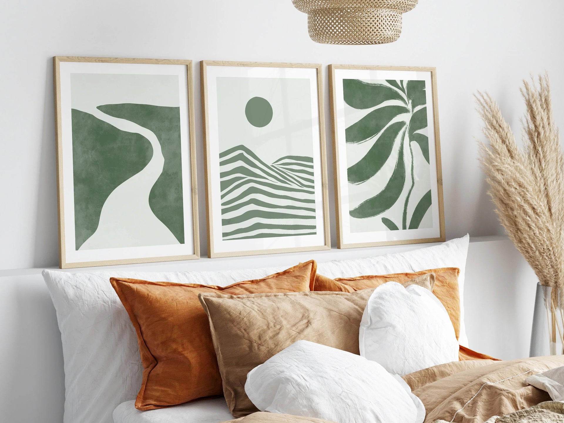 Sage Green Abstract Landscape Wall Art