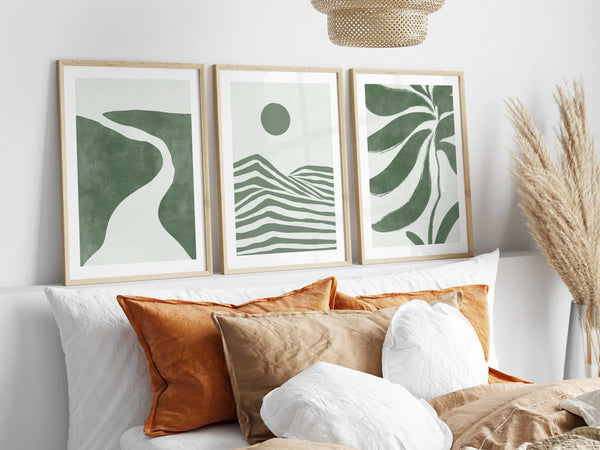 Sage Green Abstract Landscape Wall Art