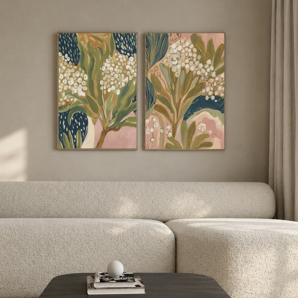 Abstract Floral Duo Framed Canvas