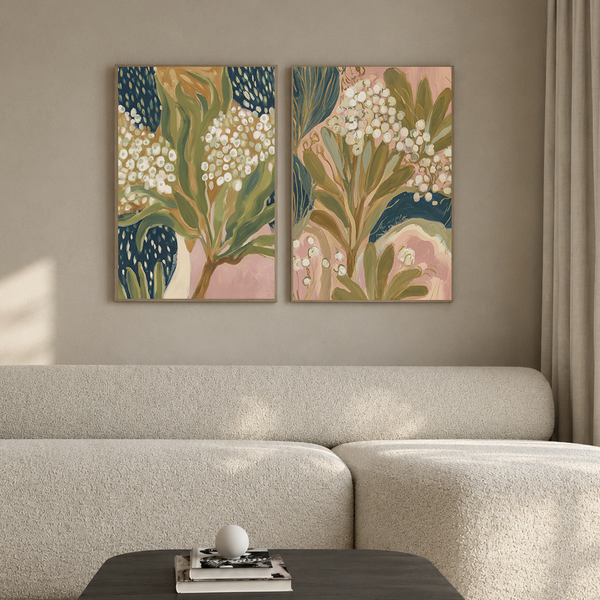 Abstract Floral Duo Framed Canvas