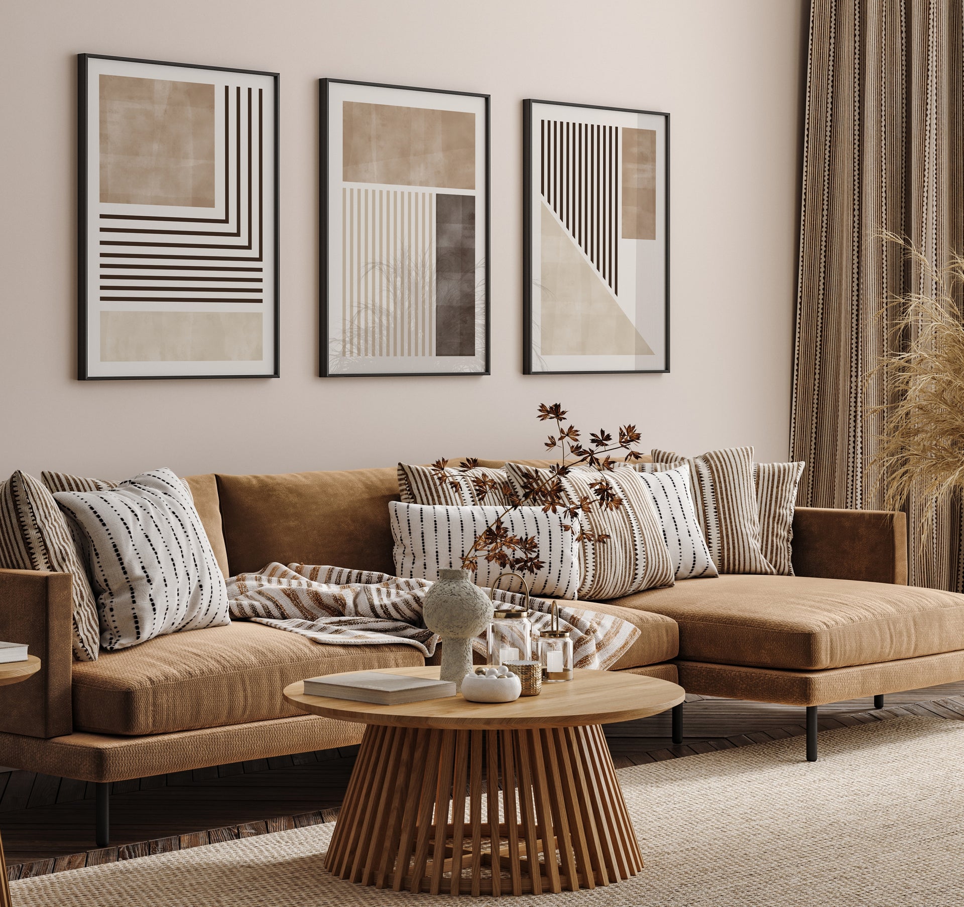 Abstract Striped Geometric Wall Art