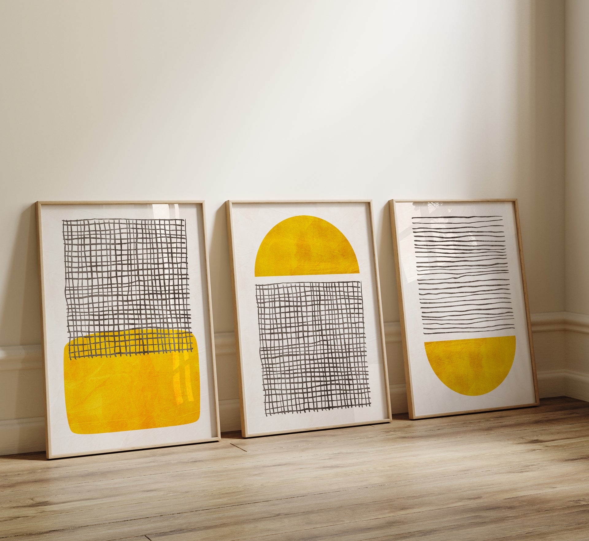 Modern Yellow Mesh Wall Art