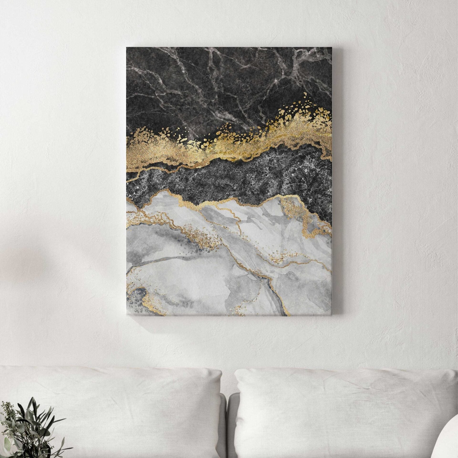 Marble Gold B&amp;W Canvas Wall Art