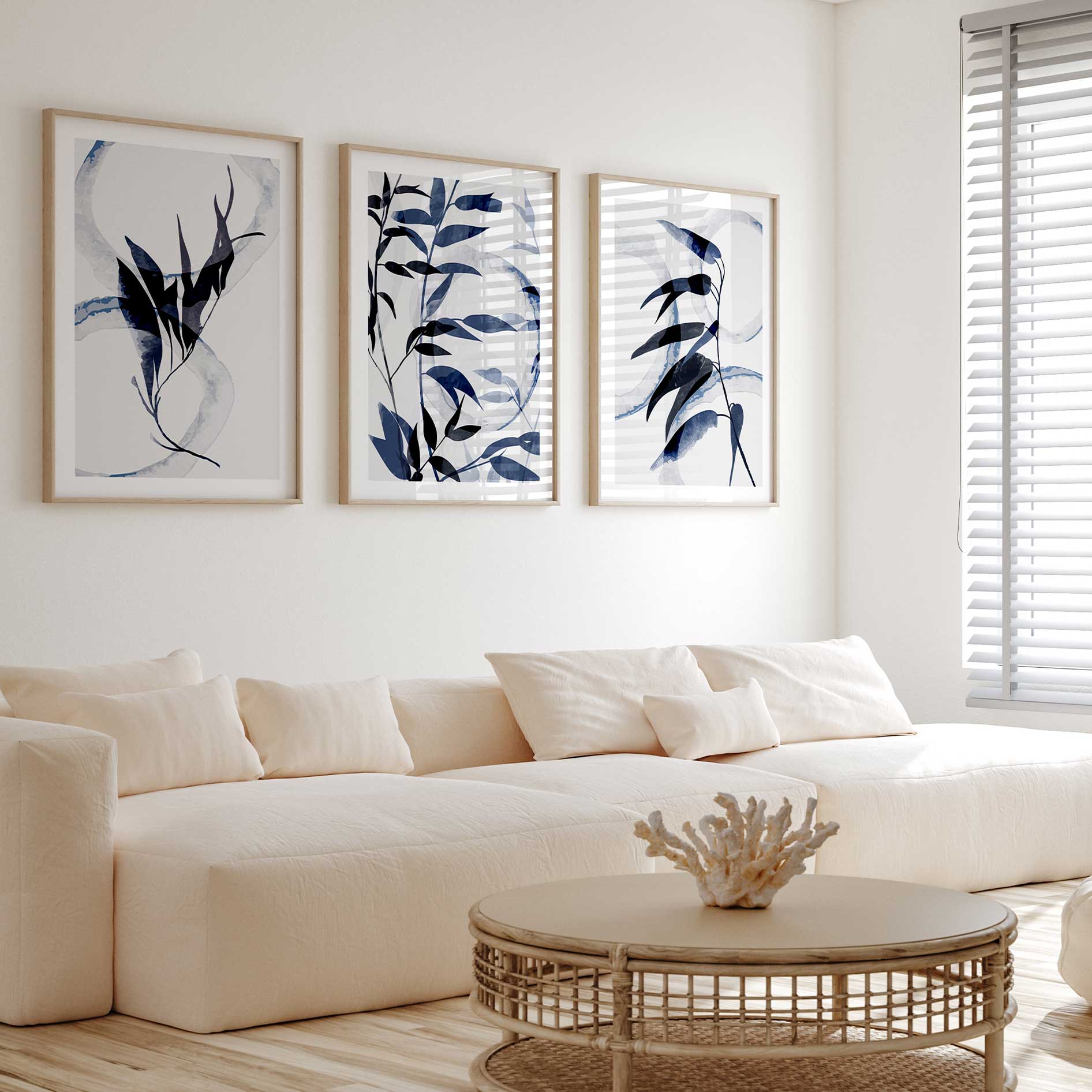 Modern Watercolor Leaves Wall Art