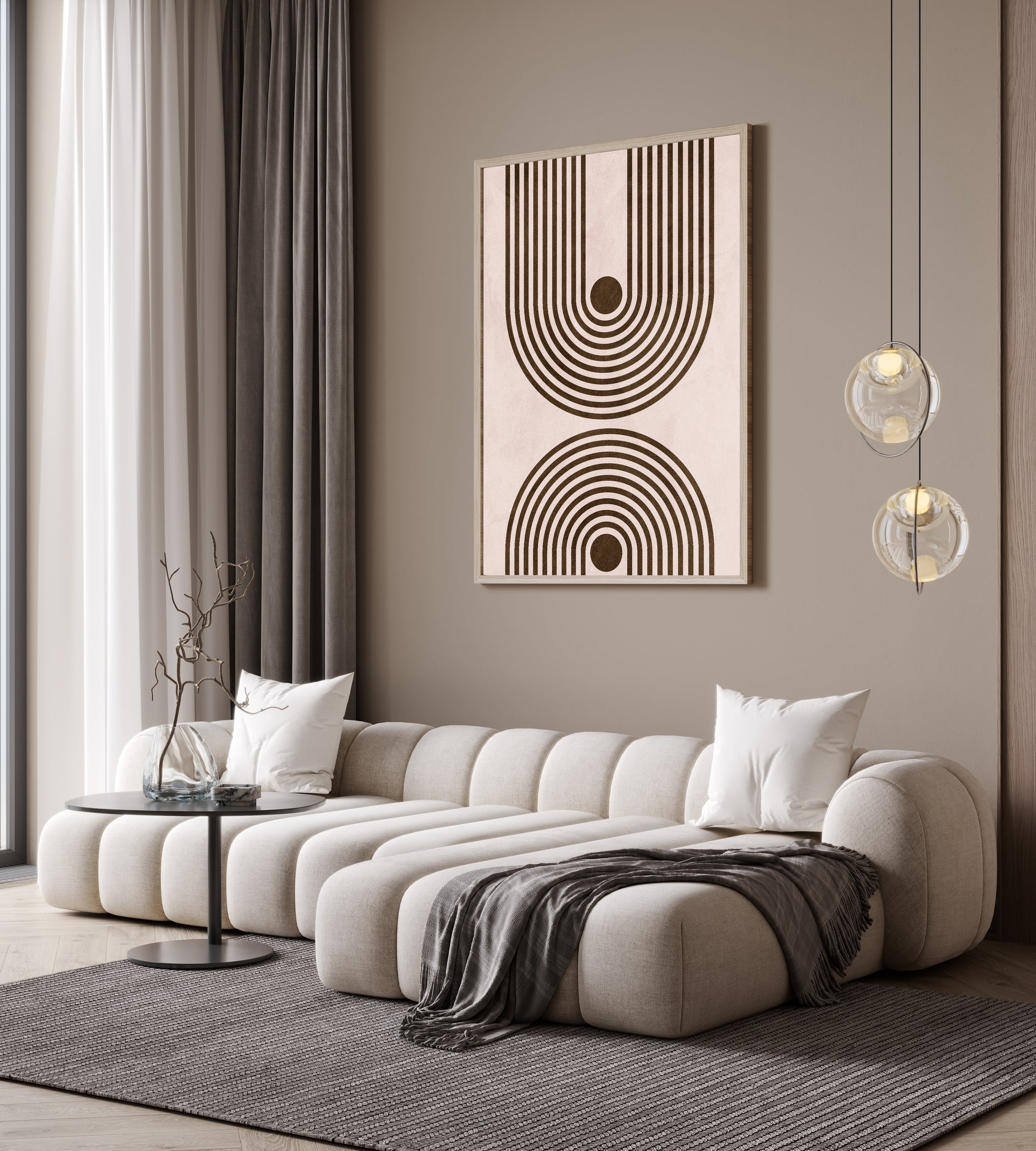 Abstract U-Shape Art Framed Canvas