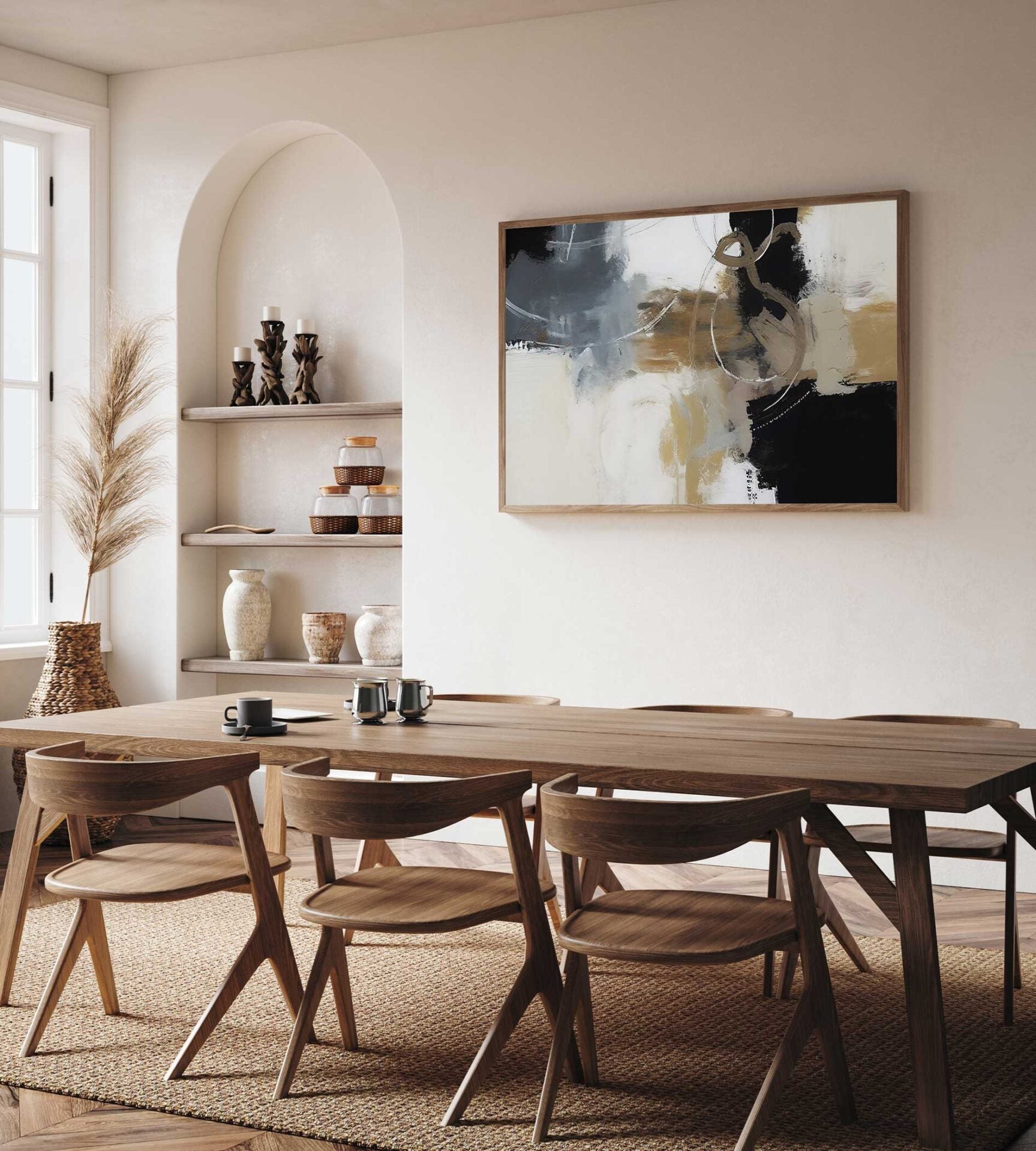 Ochre and Shadow Framed Canvas