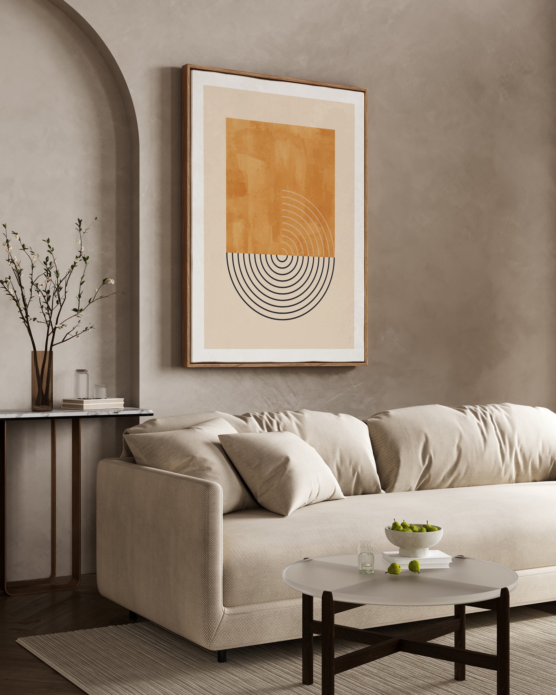 Terracotta Geometric Abstract Framed Canvas