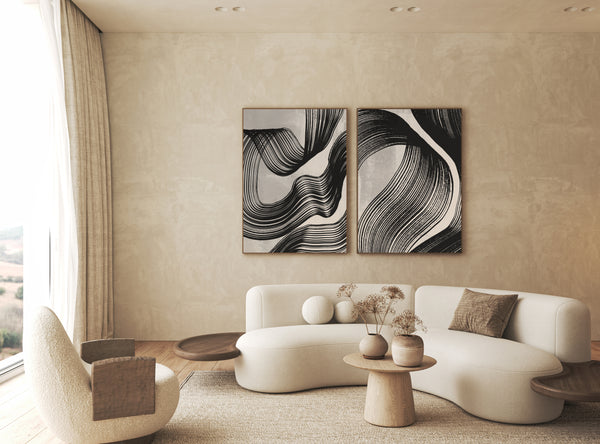 Abstract Flowing Lines Framed Canvas