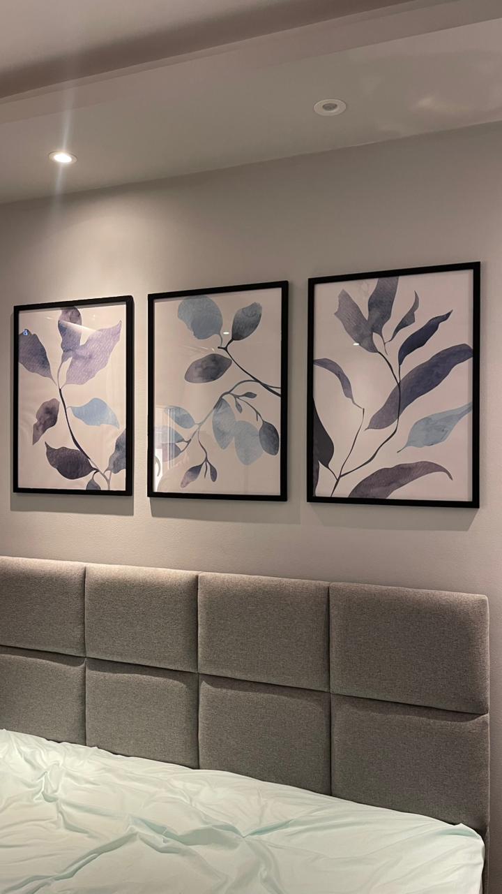 Abstract Blue Leaf Wall Art