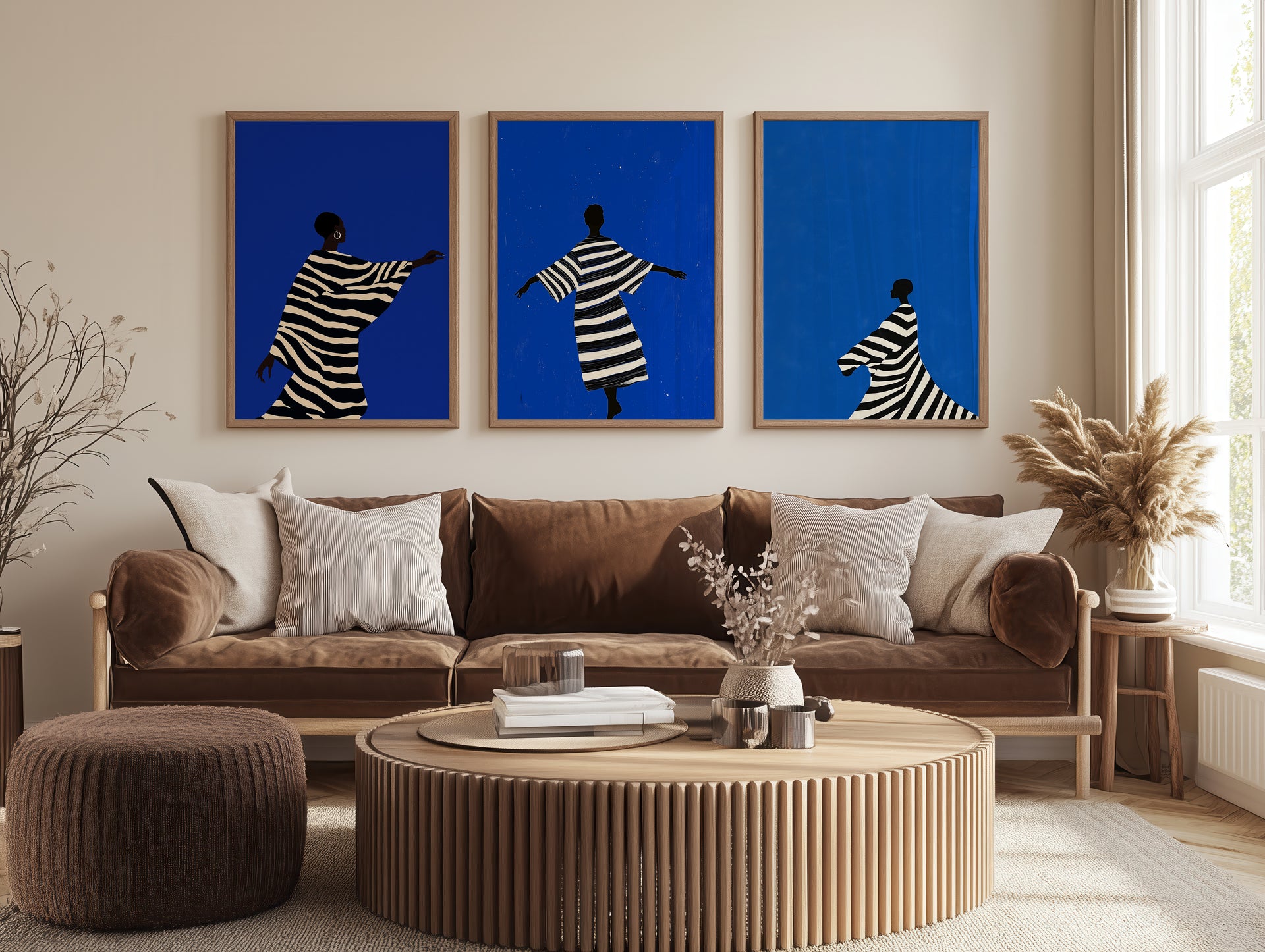 Bold Blue & Stripes Figurative Wall Art