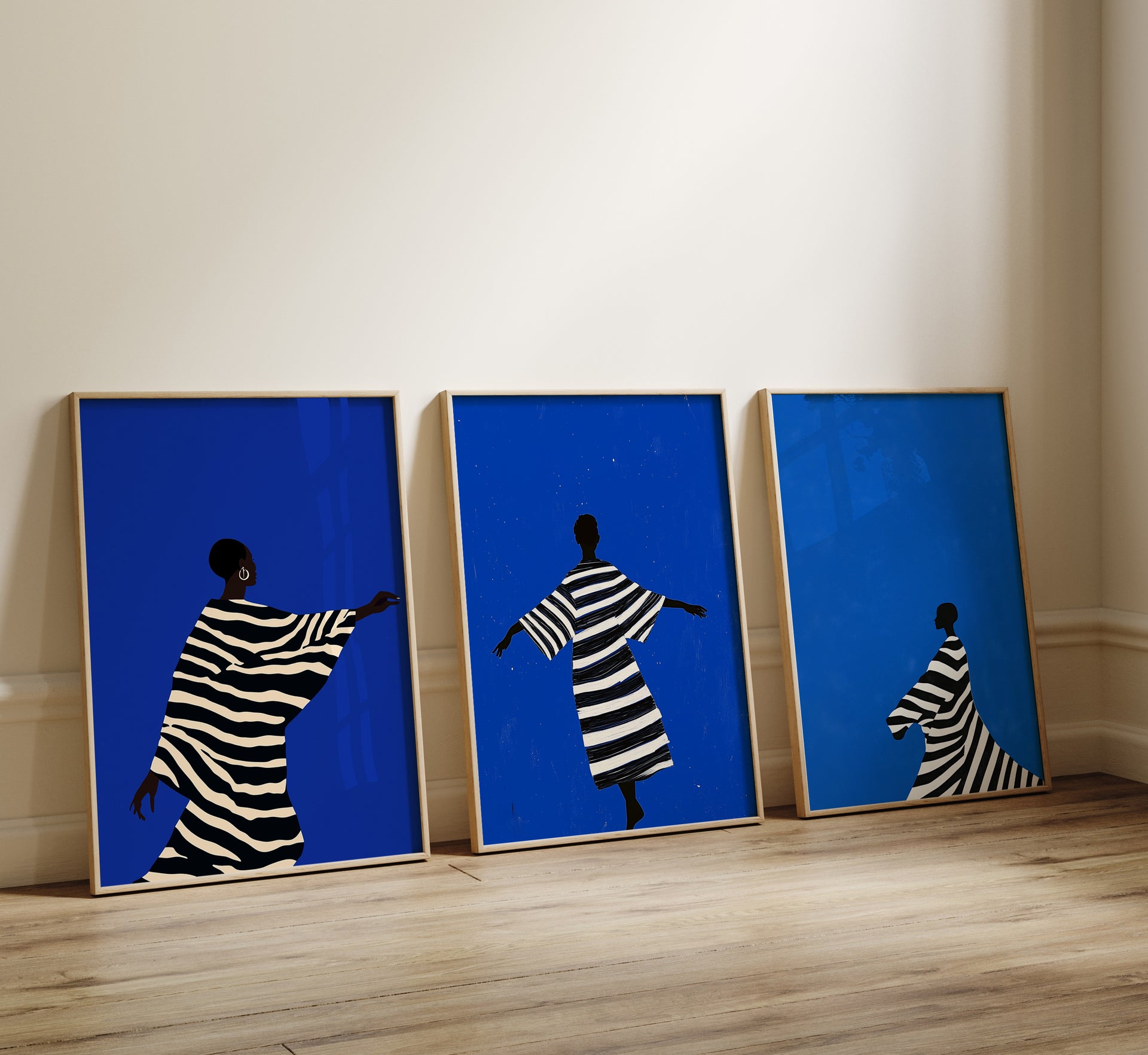 Bold Blue & Stripes Figurative Wall Art