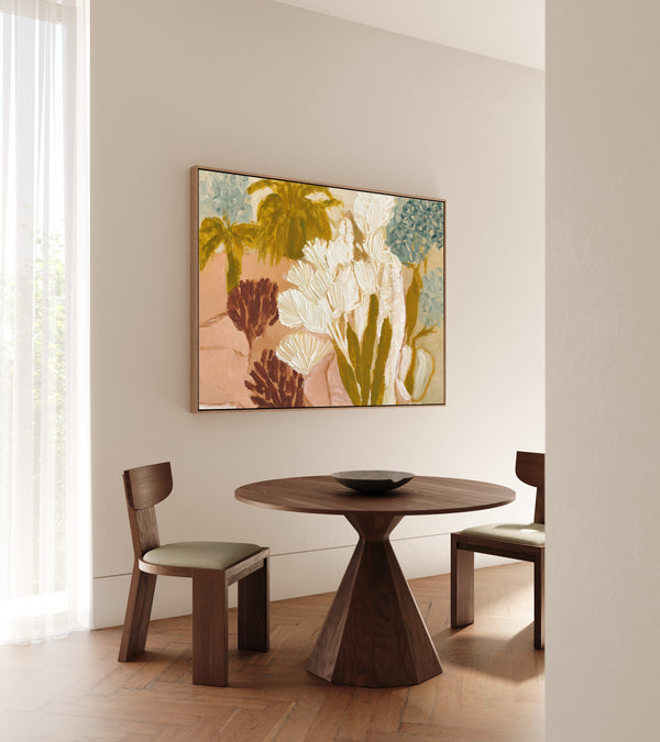 Earth Tone Abstract Floral Framed Canvas