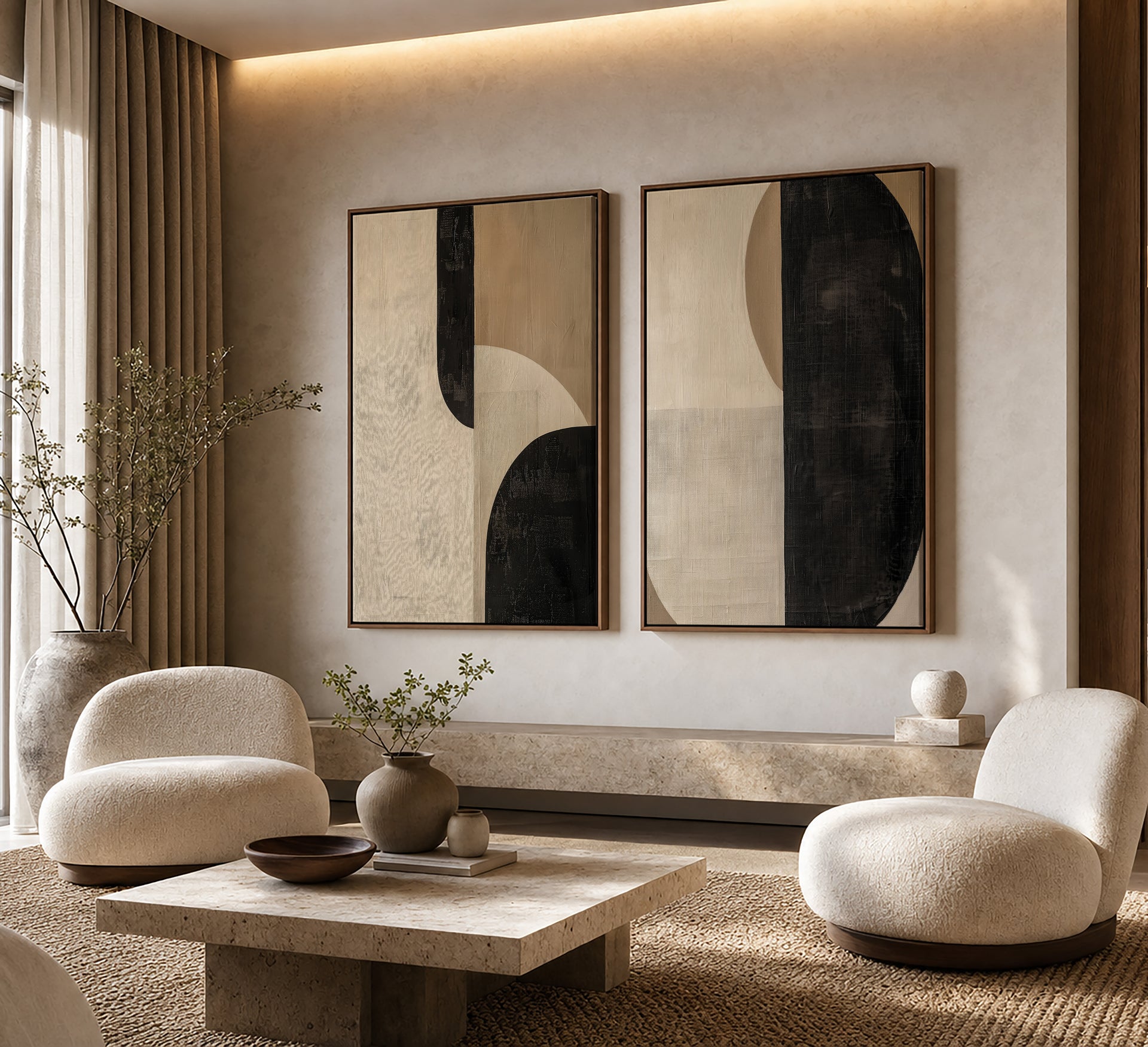 Earthy Minimalist Abstract Framed Canvas