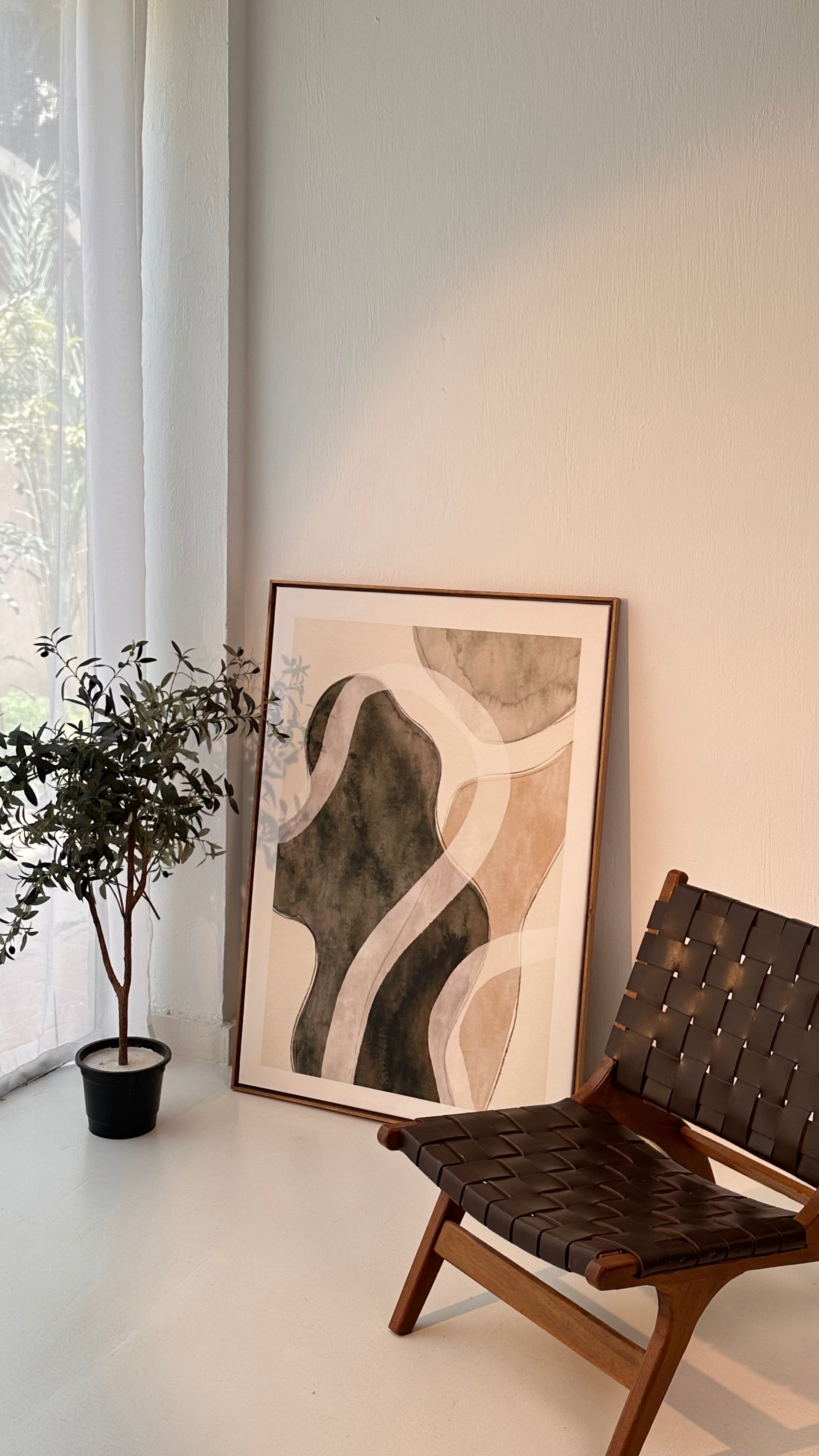 Abstract Organic Curves Framed Canvas