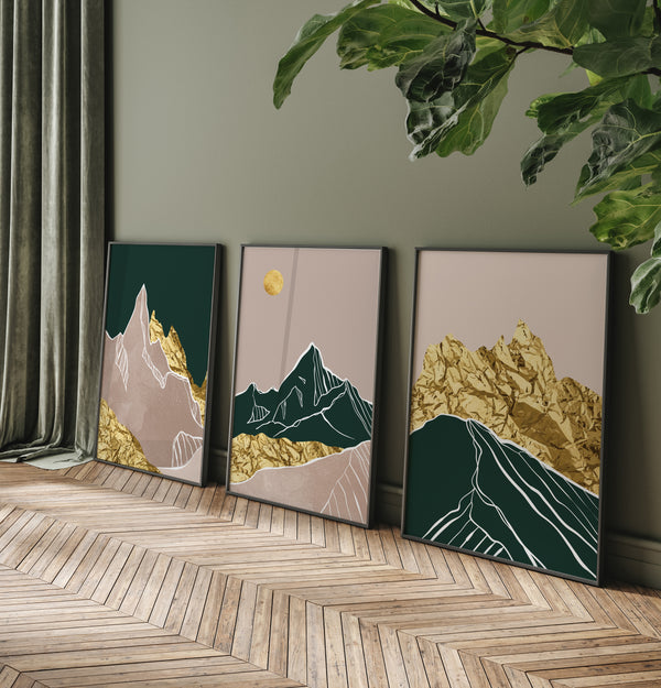 Golden Peak Abstract Mountain Wall Art