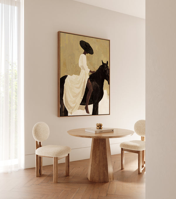 Minimalist Equestrian Woman Framed Canvas
