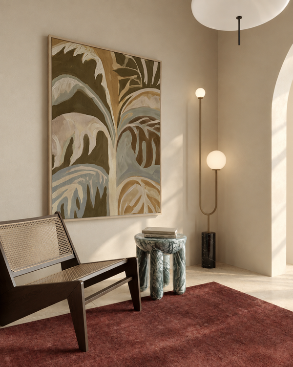 Modern Earth Tone Palm Framed Canvas
