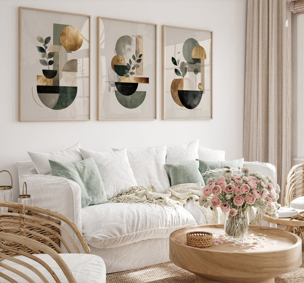 Modern Gold & Greenery Wall Art