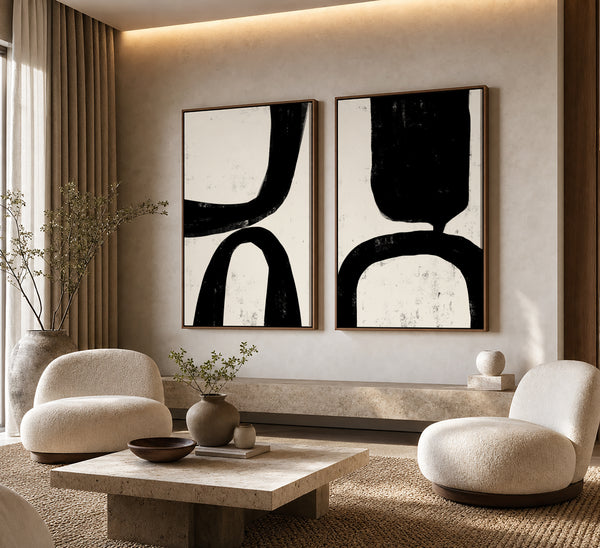 Modern Minimalist Monochrome Framed Canvas