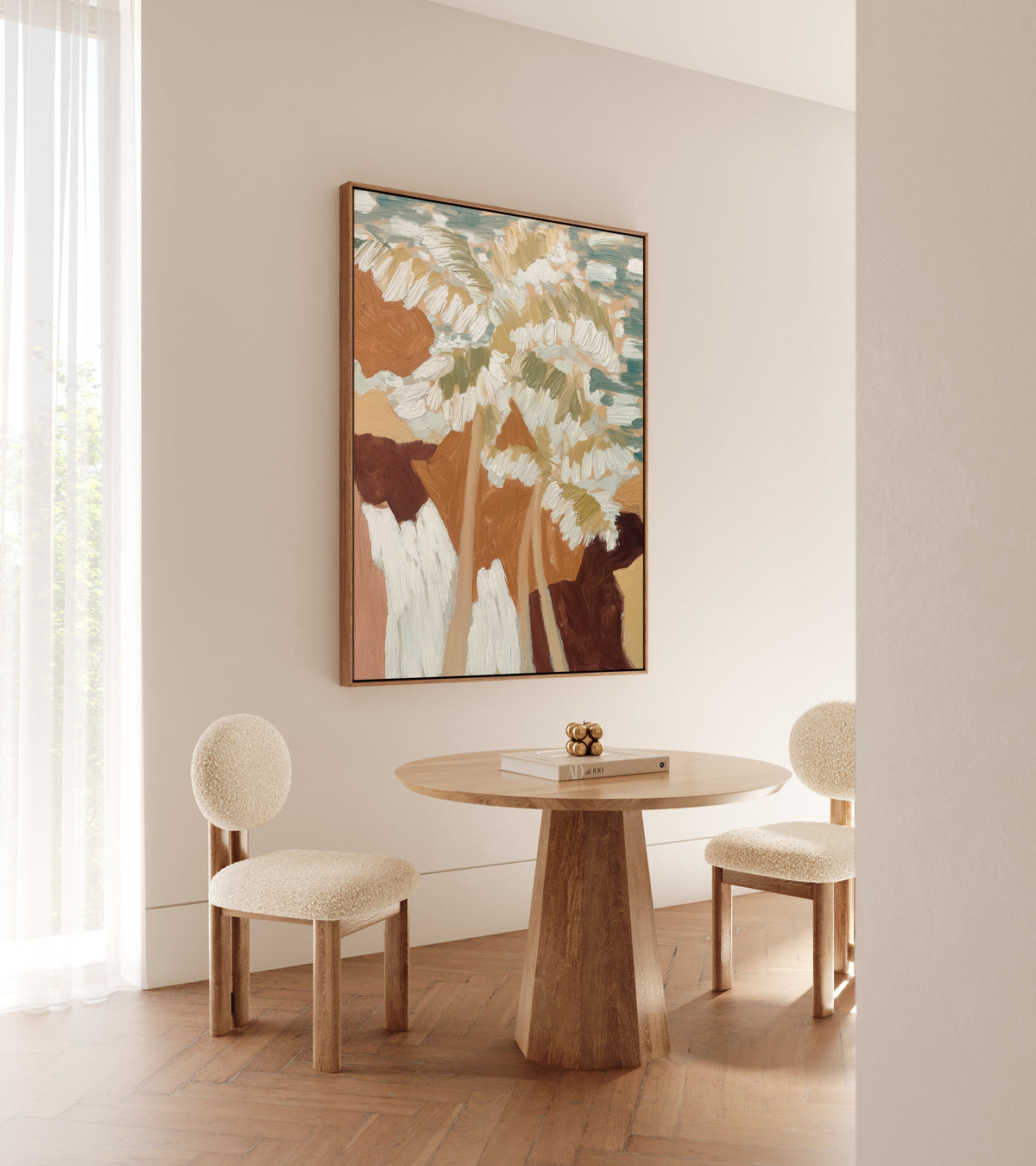 Neutral Boho Palm Framed Canvas