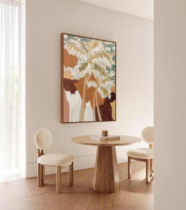 Neutral Boho Palm Framed Canvas
