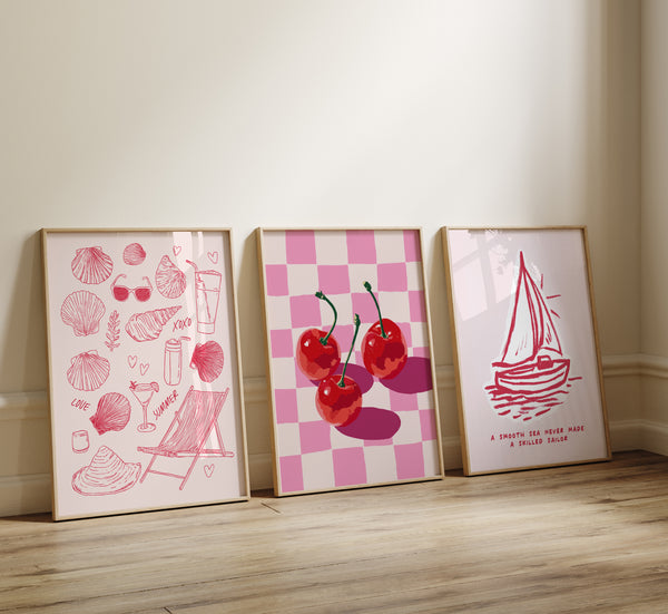 Pink Aesthetic Coastal Wall Art
