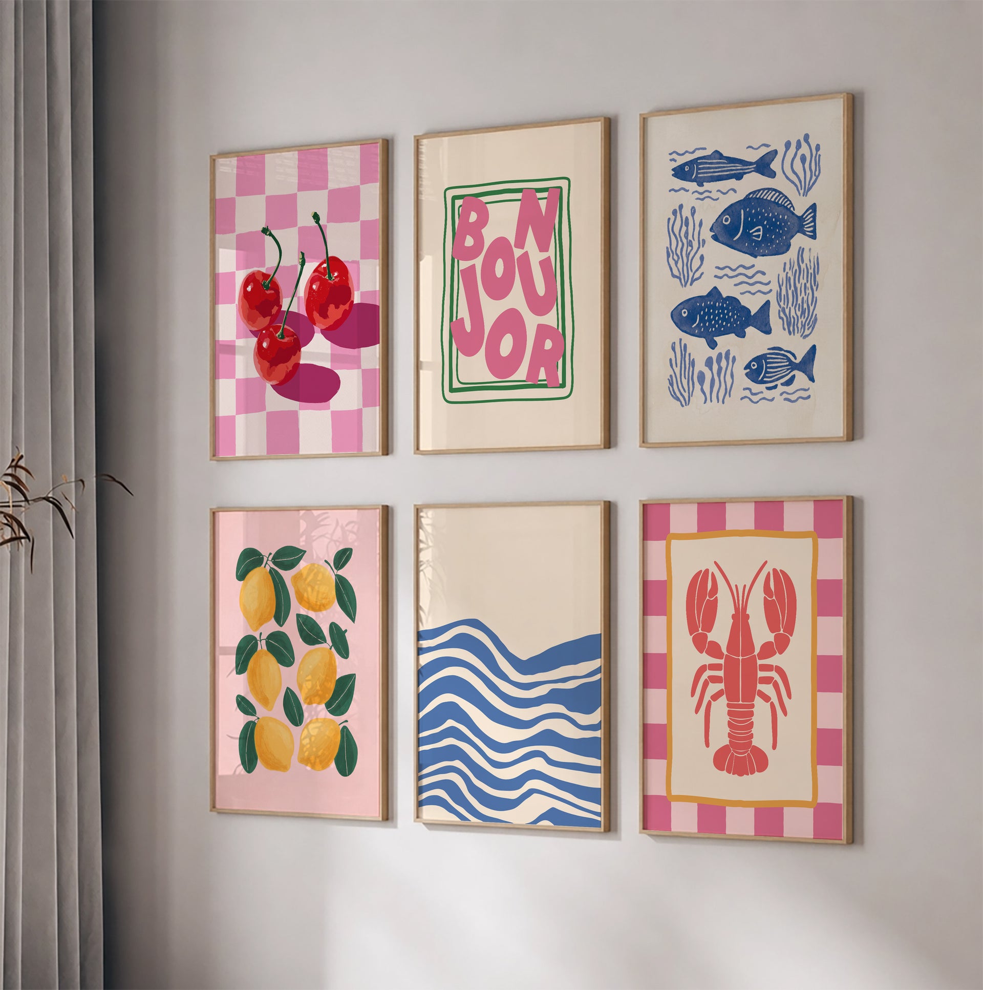 Bright Pink & Coastal Gallery Wall