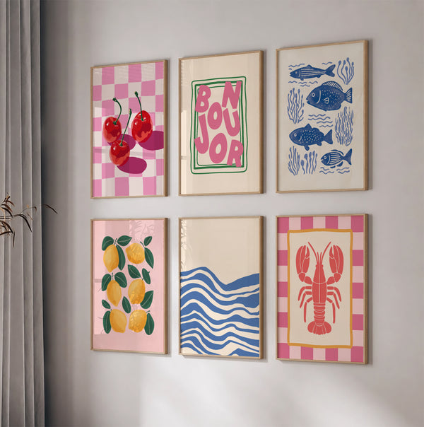 Bright Pink & Coastal Gallery Wall