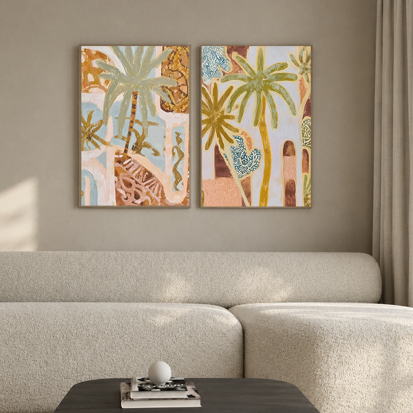 Tropical Oasis & Earth Tone Duo Framed Canvas