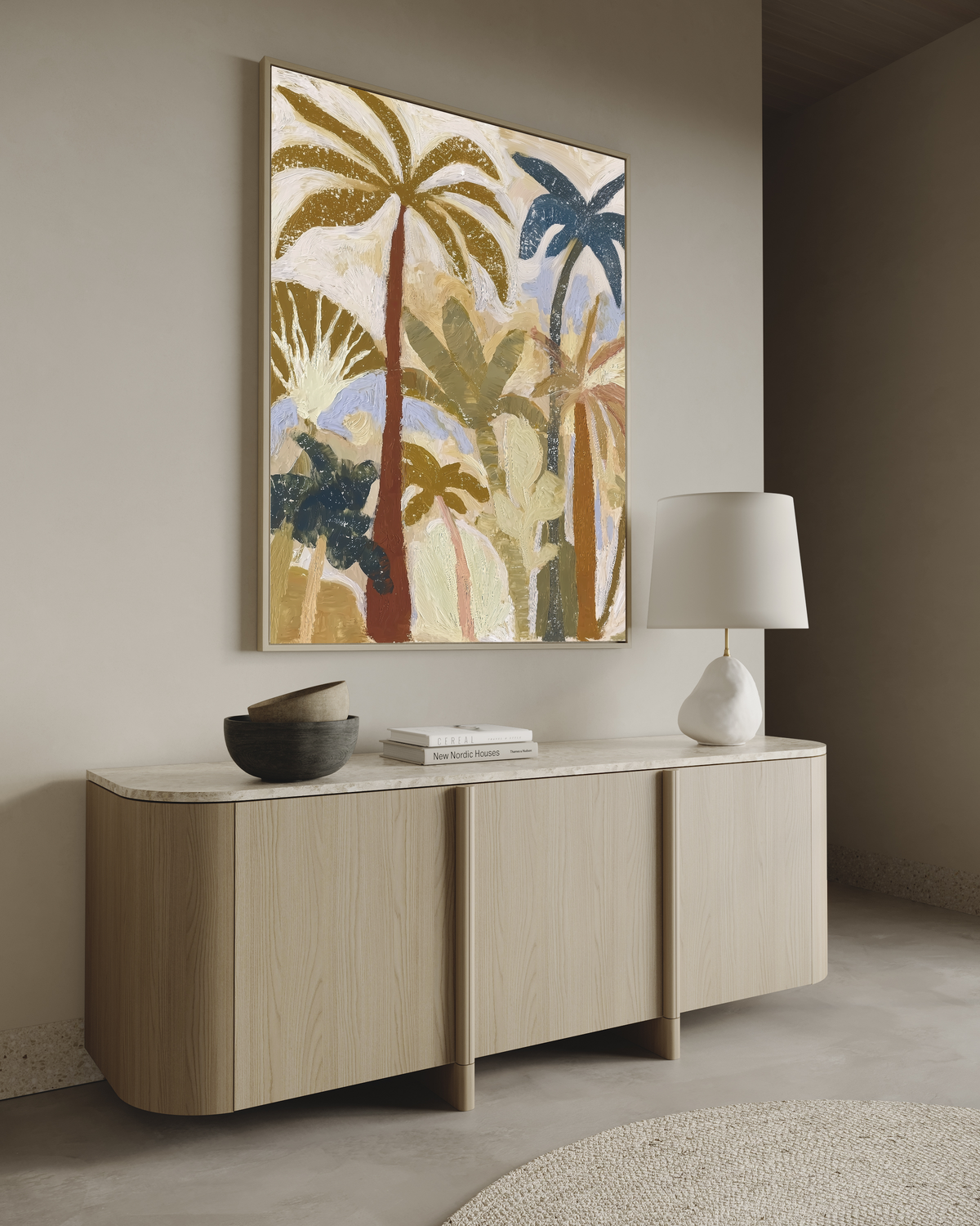 Vintage Palm Tree Framed Canvas