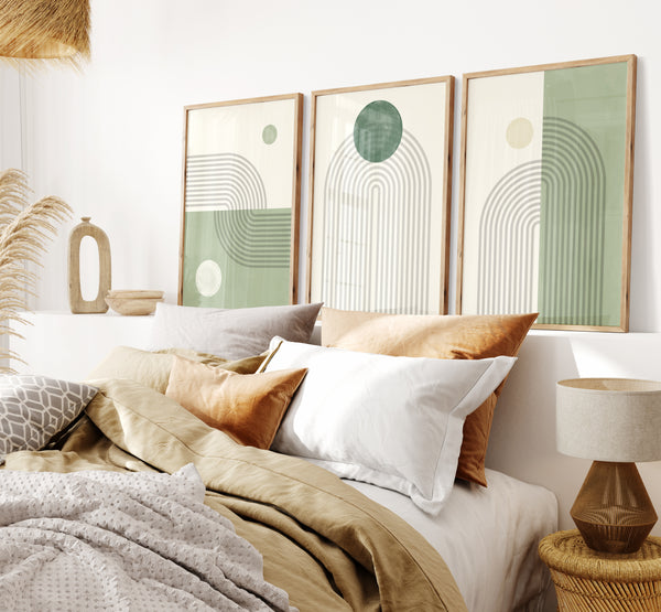 Minimalist Green & Cream Wall Art