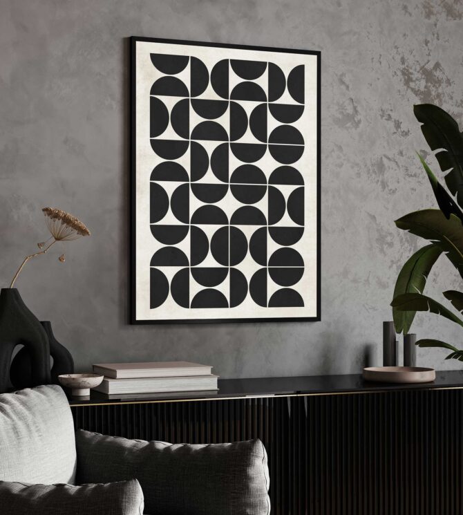 Abstract Circles Framed Canvas