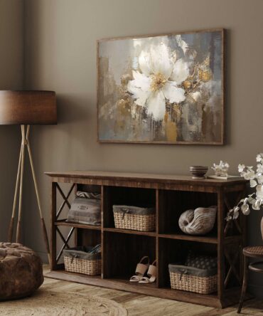 White Bloom Framed Canvas