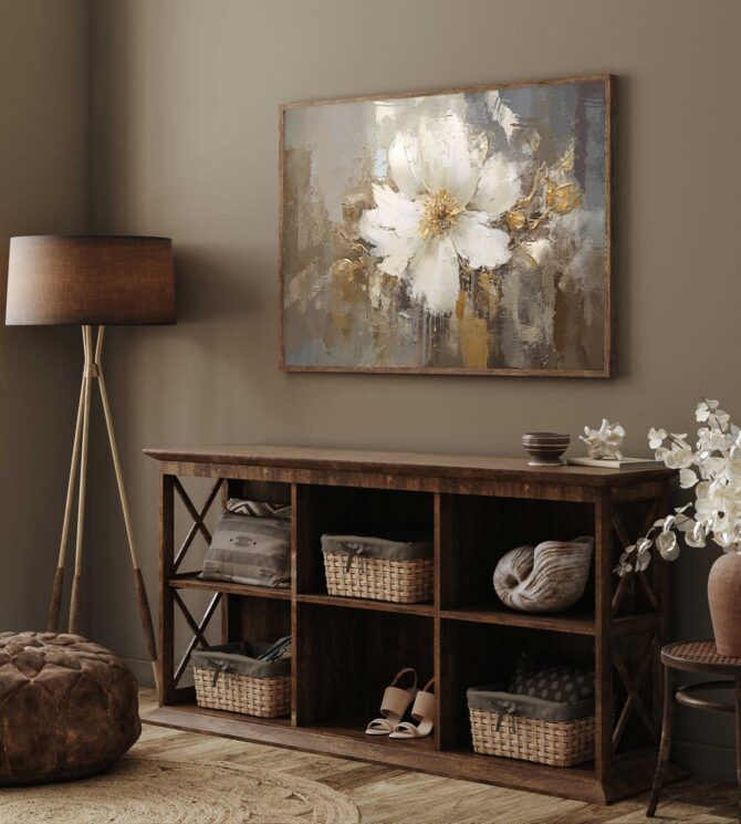 White Bloom Framed Canvas