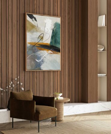 Abstract Teal Harmony Framed Canvas